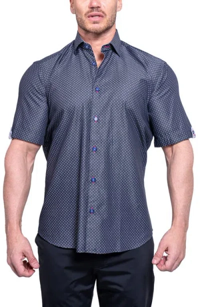 Maceoo Galileo Resistance0100 Black Short Sleeve Cotton Button-up Shirt