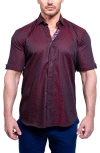 Maceoo Galileo Resistance0103 Red Short Sleeve Cotton Button-up Shirt