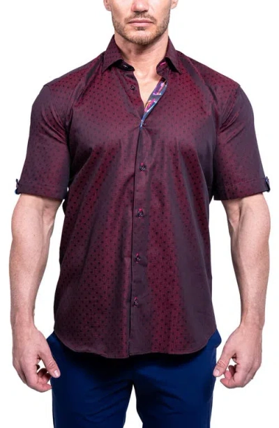 Maceoo Galileo Resistance0103 Red Short Sleeve Cotton Button-up Shirt