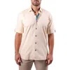 Maceoo Galileo Resistance0122 Yellow Short Sleeve Cotton Button-up Shirt