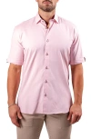 Maceoo Galileo Resistance0123 Pink Short Sleeve Cotton Button-up Shirt