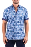 Maceoo Galileo Resistance0331 Blue Short Sleeve Cotton Button-up Shirt