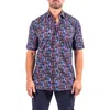 Maceoo Galileo Resistance0346 Black Ace Print Short Sleeve Cotton Button-up Shirt