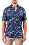 Maceoo Galileo Resistance0370 Blue Short Sleeve Cotton Button-up Shirt