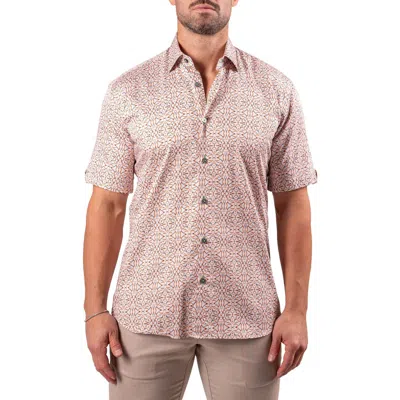 Maceoo Galileo Resistance2202 Brown Short Sleeve Cotton Button-up Shirt