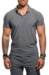 Maceoo Geo Pattern Stretch Nylon Polo In Gray