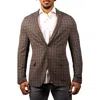 Maceoo Gingham Unconstructed Knit Blazer In Brown