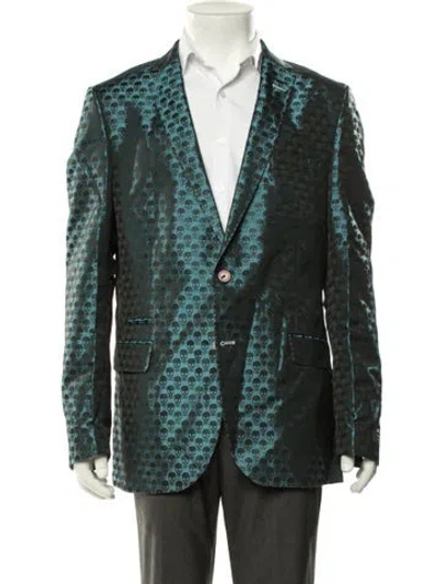 Pre-owned Maceoo Graphic Print Blazer W/ Tags In Blue
