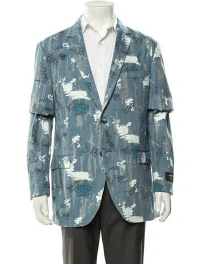 Pre-owned Maceoo Graphic Print Blazer W/ Tags In Blue