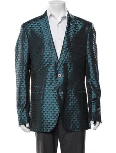 Pre-owned Maceoo Graphic Print Blazer W/ Tags In Blue