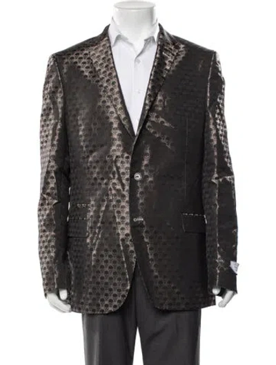 Pre-owned Maceoo Graphic Print Blazer W/ Tags In Grey