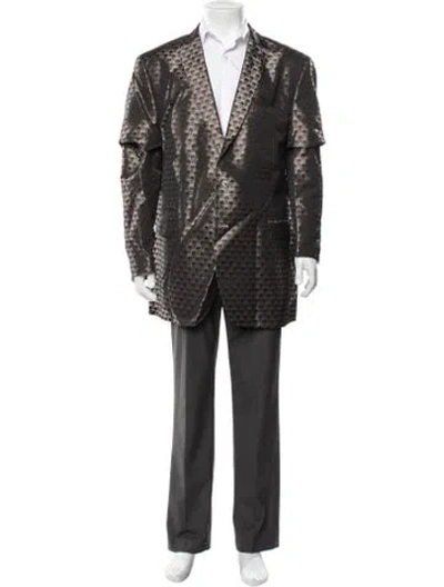 Pre-owned Maceoo Graphic Print Blazer W/ Tags In Grey