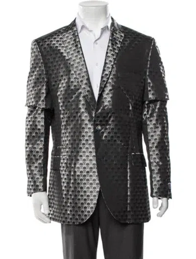 Pre-owned Maceoo Graphic Print Blazer W/ Tags In Grey
