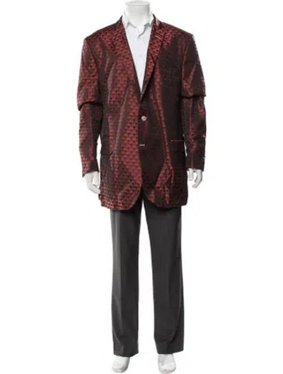 Pre-owned Maceoo Graphic Print Blazer W/ Tags In Red