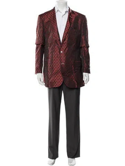 Pre-owned Maceoo Graphic Print Blazer W/ Tags In Red