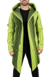 Maceoo Hooded Longline Jacket In Green