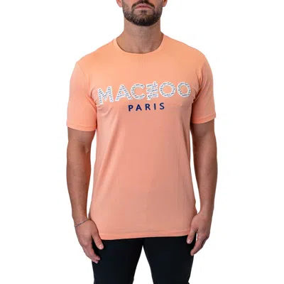 Maceoo Icon Paechpink Logo Appliqué Stretch Cotton T-shirt In Orange