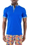 MACEOO MACEOO INK BLUE COTTON BUTTON-DOWN POLO