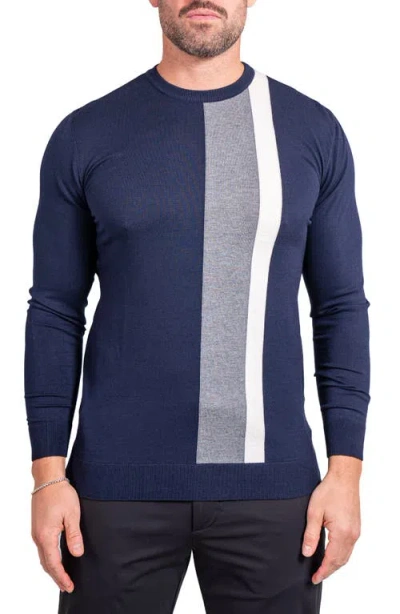 Maceoo Knitted Passion Colorblock Sweater In Blue