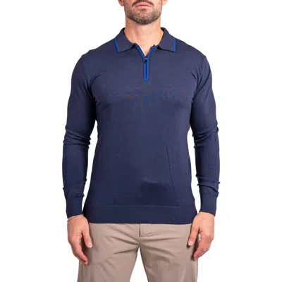 Maceoo Knitted Passion Quarter Zip Sweater In Blue