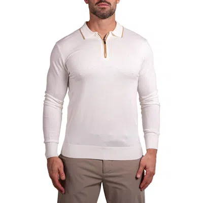 Maceoo Knitted Passion Quarter Zip Sweater In White
