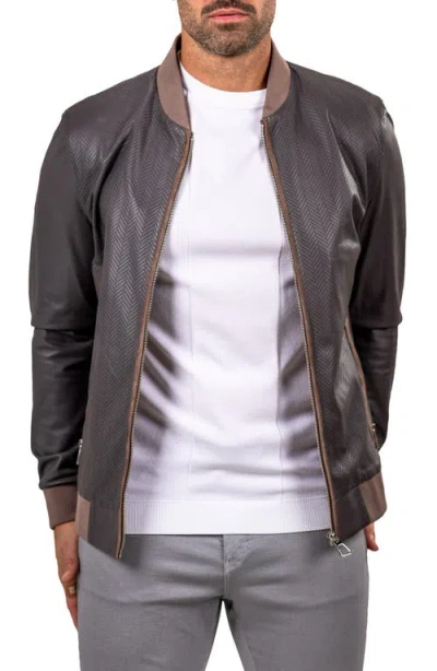 Maceoo Lambskin Leather Bomber Jacket In Gray
