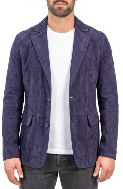 Maceoo Lambskin Suede Jacket In Blue