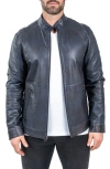 Maceoo Leather & Suede Reversible Jacket In Blue