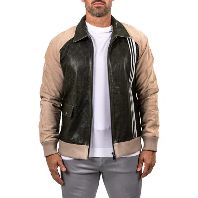 Maceoo Leather Bomber Jacket In Brown