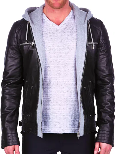Maceoo Leather Middlehoodie Black
