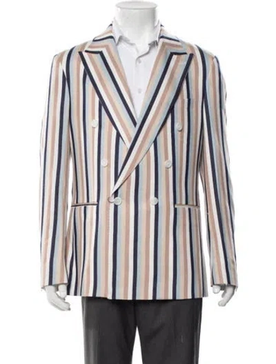 Pre-owned Maceoo Linen Striped Blazer W/ Tags In Neutrals