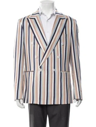 Pre-owned Maceoo Linen Striped Blazer W/ Tags In Neutrals