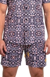 Maceoo Liontiles Print Black Swim Trunks In Multi