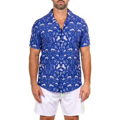 Maceoo Marthy Blue Camp Shirt