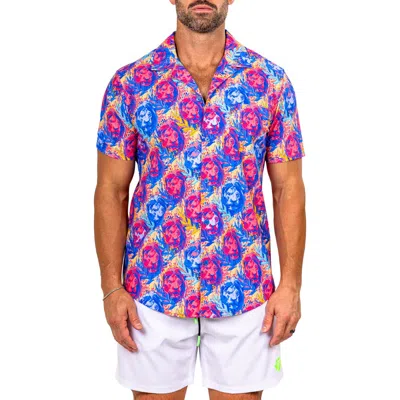 Maceoo Marthy Red Camp Shirt In Blue