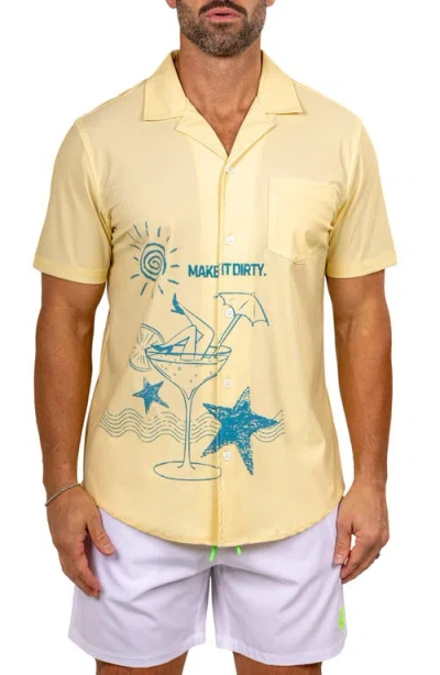 Maceoo Marthy White Camp Shirt In Yellow