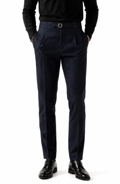 Maceoo Marthyr Pleated High Waist Trouser Pants In Blue