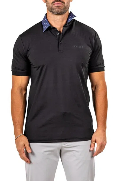 Maceoo Marthyr0021 Black Contrast Collar Golf Polo