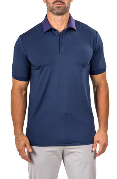 Maceoo Marthyr0030 Blue Contrast Collar Golf Polo
