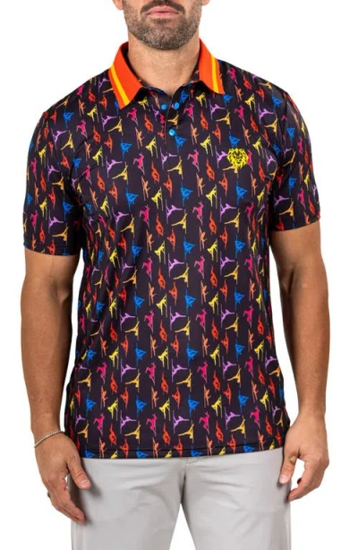 Maceoo Martyr Print Golf Polo In Black