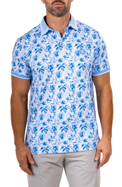 Maceoo Martyr00008 Print Golf Polo In Blue