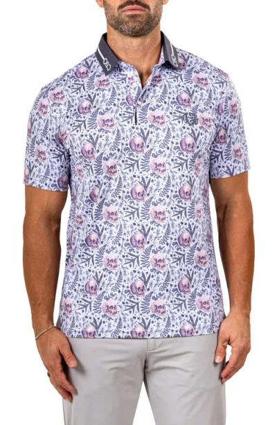 Maceoo Martyr0011 Print Golf Polo In Blue