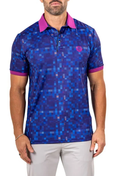 Maceoo Martyr0015 Print Golf Polo In Blue