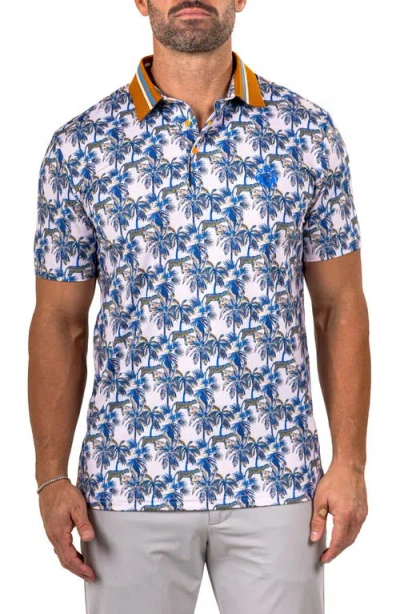 Maceoo Martyr0026 Print Golf Polo In Blue