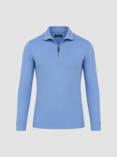 Maceoo Men's Athleisure Zipper Sweater In Blue