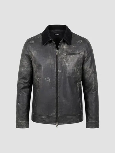 Maceoo Men's Captain Leather Jacket In Gray