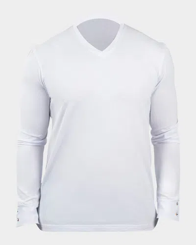 Maceoo Men's Edison Solid V-neck Shirt In White