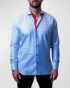 Maceoo Einstein Check Sky Blue Contemporary Fit Button-up Shirt In Blue