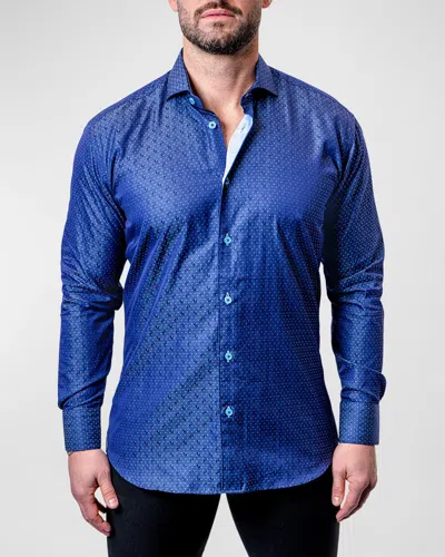 Maceoo Einstein Dot Paisley Blue Contemporary Fit Button-up Shirt