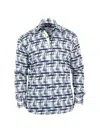 Maceoo Einstein Linear Canvas Cotton Button-up Shirt In Blue